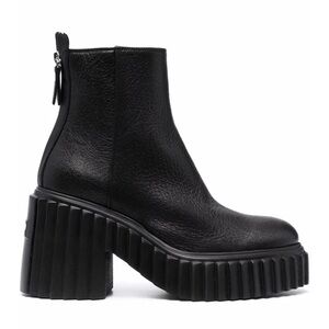 AGL Black Leather Tiggy Rock Platform Ankle Boot With Zipper‎, sz 37